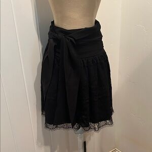 Tt Black Wrap Tie-up Lace Skirt